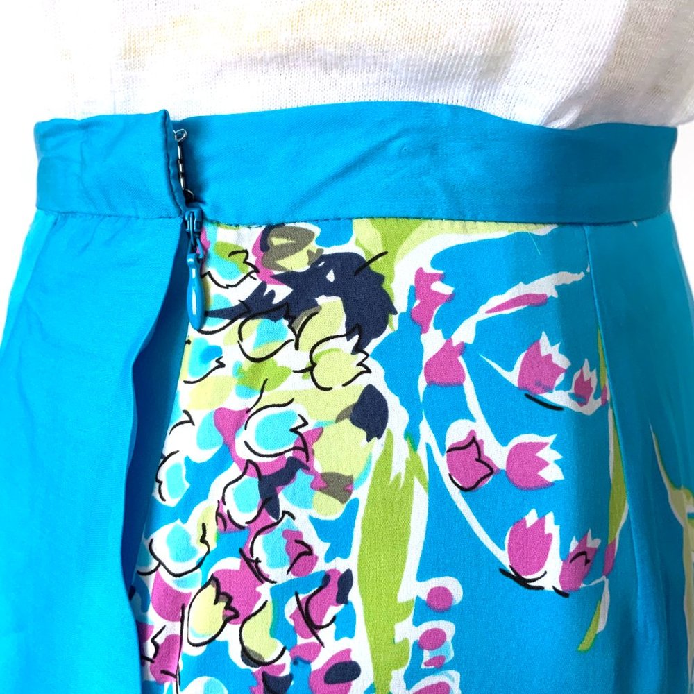 Valerie Stevens 100% Silk Blue Floral Midi Ruffle Faux Wrap Skirt Sz 8P - Picture 12 of 16